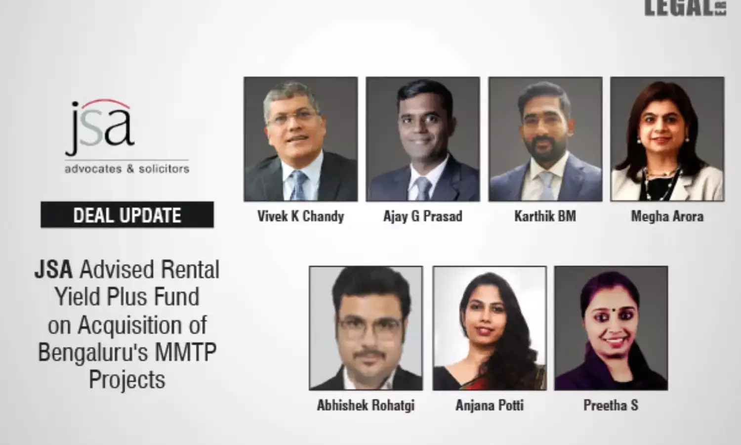 JSA Advised Rental Yield Plus Fund On Acquisition Of Bengalurus MMTP Projects