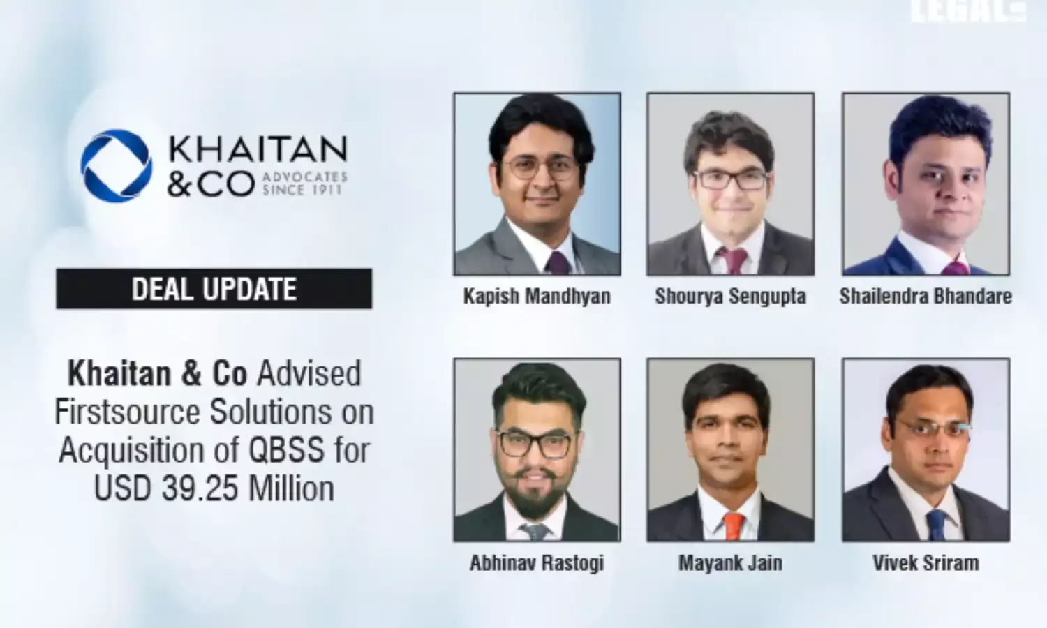 Khaitan & Co Advised Firstsource Solutions On Acquisition Of QBSS For USD 39.25 Million