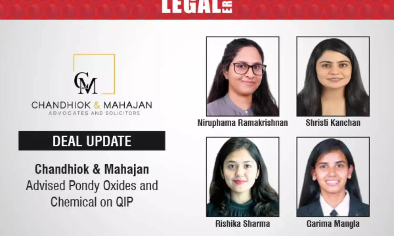 Chandhiok & Mahajan Advised Pondy Oxides And Chemical On QIP