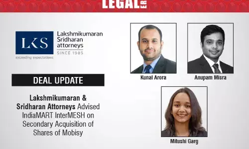 Lakshmikumaran & Sridharan Attorneys Advised IndiaMART InterMESH On Secondary Acquisition Of Shares Of Mobisy