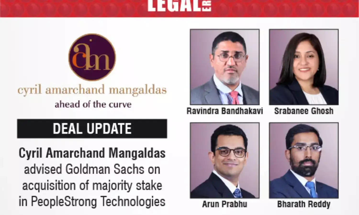Cyril Amarchand Mangaldas Advised Goldman Sachs On Acquisition Of Majority Stake In PeopleStrong Technologies