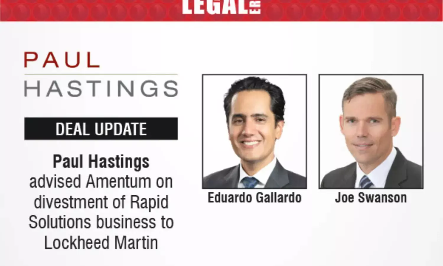 Paul Hastings Advised Amentum On Divestment Of Rapid Solutions Business To Lockheed Martin