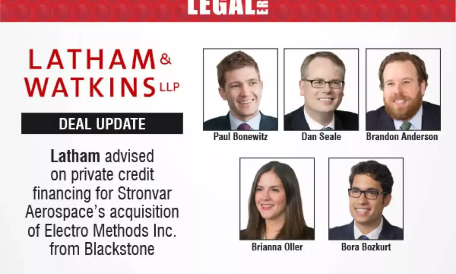 Latham & Watkins Advised On Private Credit Financing For Stronvar Aerospace’s Acquisition Of Electro Methods Inc. From Blackstone