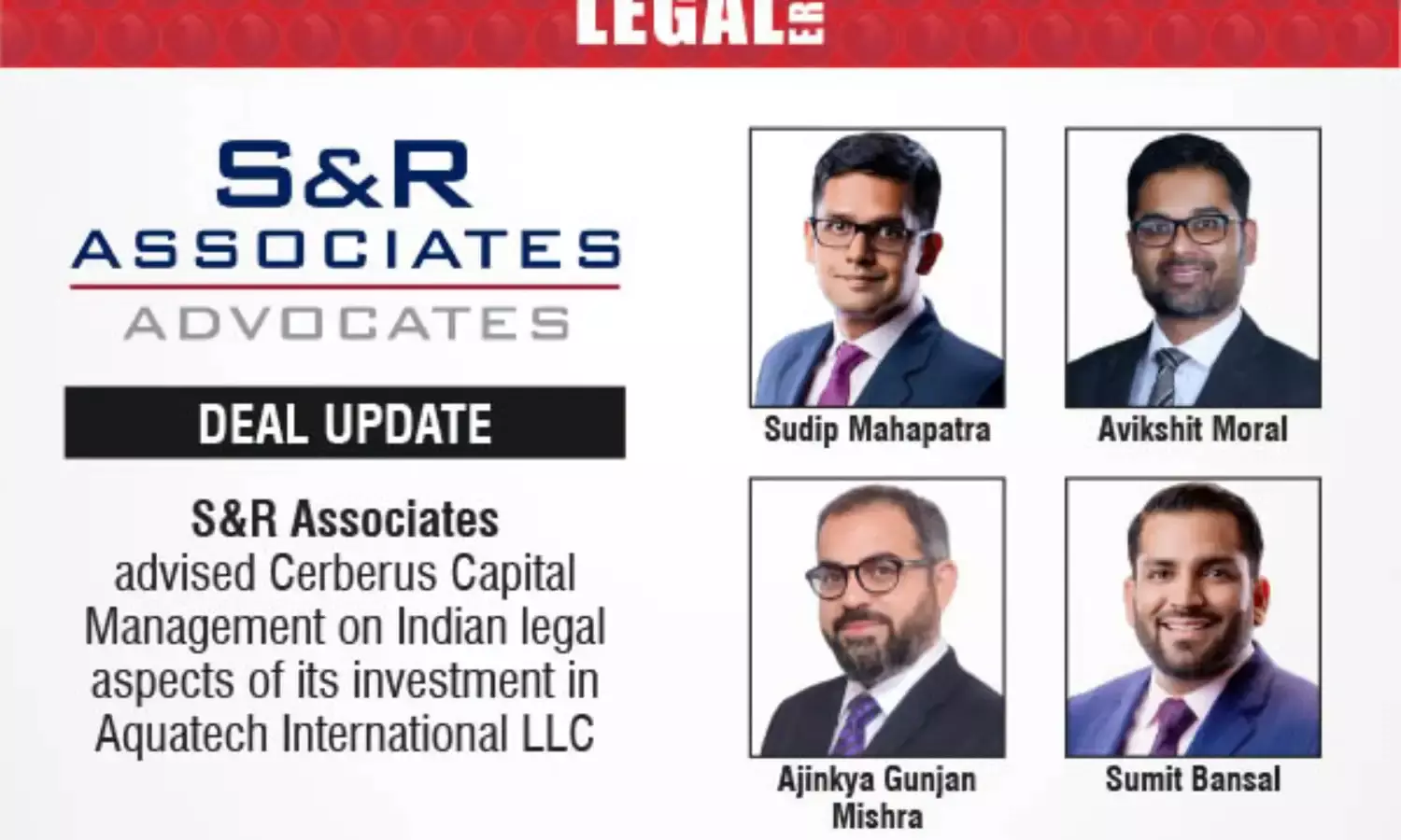 S&R Associates Advised Cerberus Capital Management On Indian Legal Aspects Of Its Investment In Aquatech International LLC