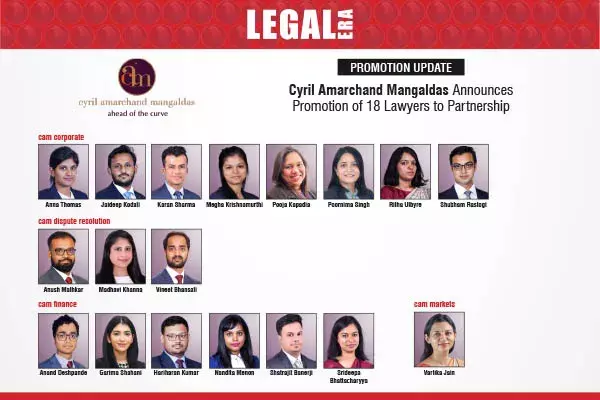 Cyril Amarchand Mangaldas Announces Promotion Of 18 lawyers To Partnership