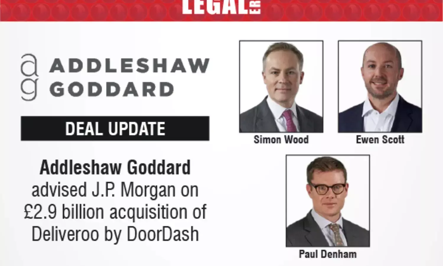Addleshaw Goddard Advised J.P. Morgan On £2.9 Billion Acquisition Of Deliveroo By DoorDash