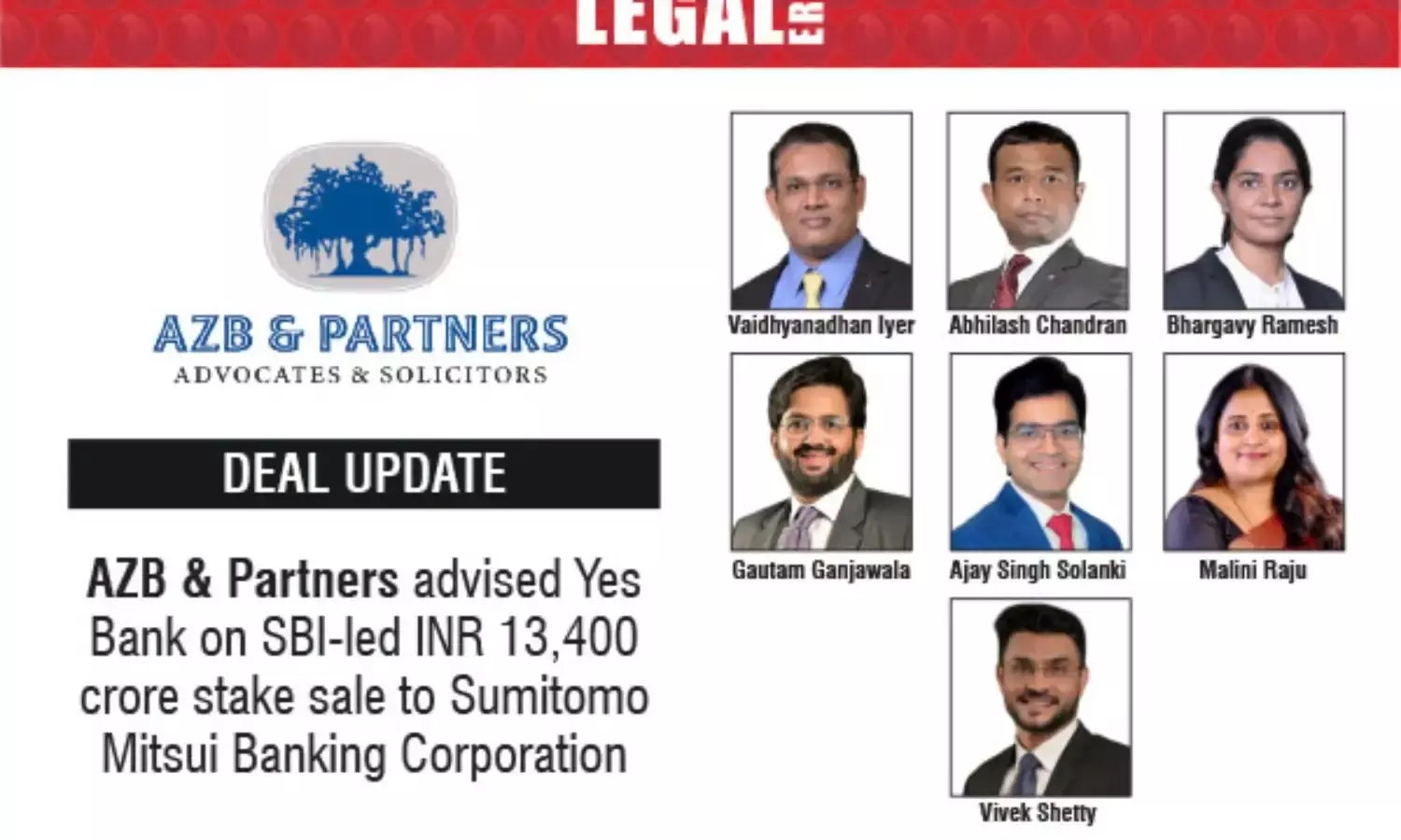 AZB & Partners Advised Yes Bank On SBI-led INR 13,400 Crore Stake Sale To Sumitomo Mitsui Banking Corporation