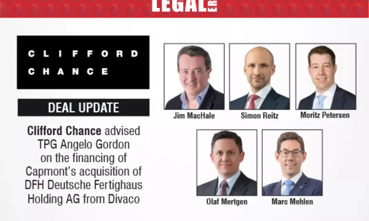 Clifford Chance Advised TPG Angelo Gordon On The Financing Of Capmont’s Acquisition Of DFH Deutsche Fertighaus Holding AG From Divaco