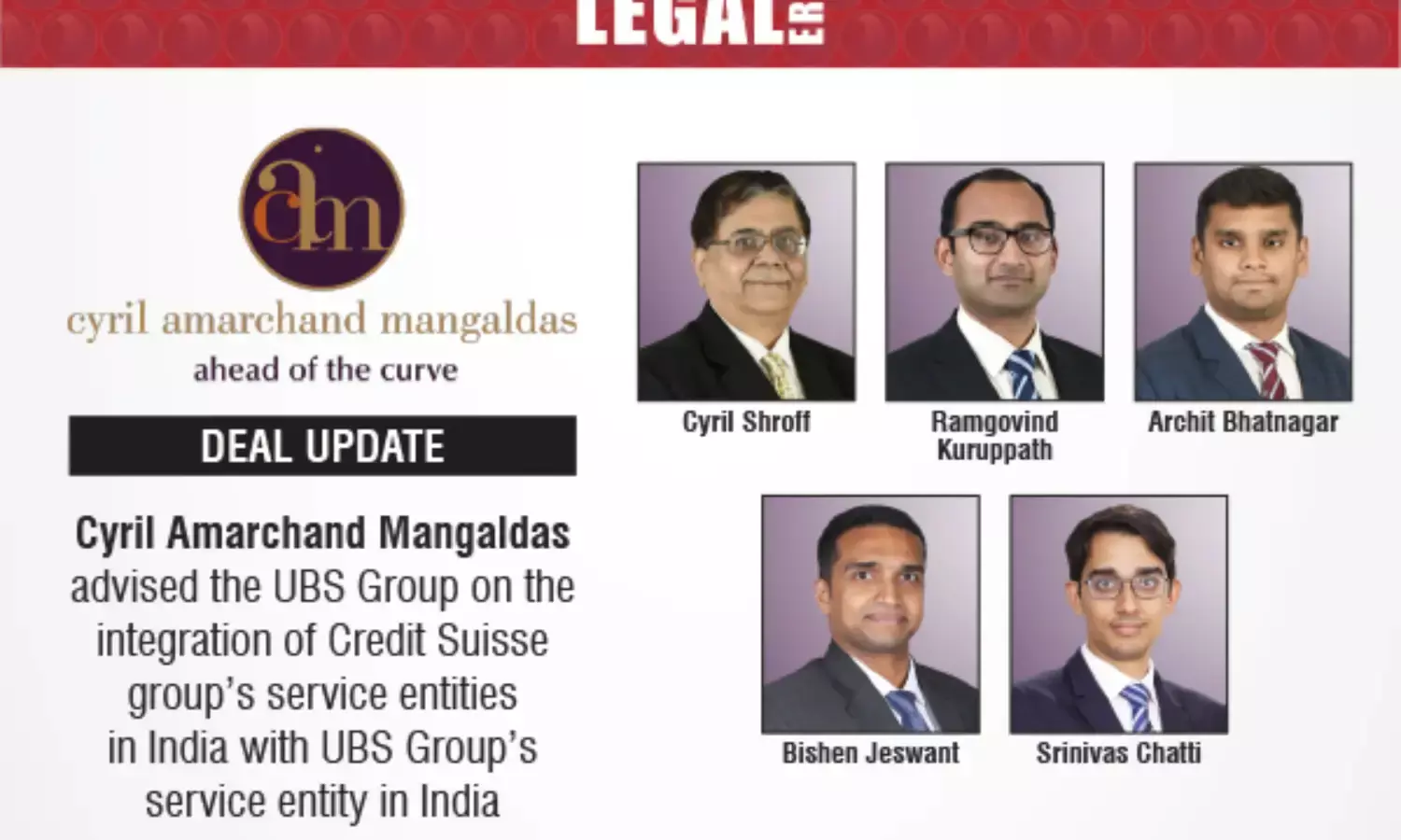 Cyril Amarchand Mangaldas Advised The UBS Group On The Integration Of Credit Suisse Group’s Aervice Entities In India With UBS Group’s Aervice Entity In India