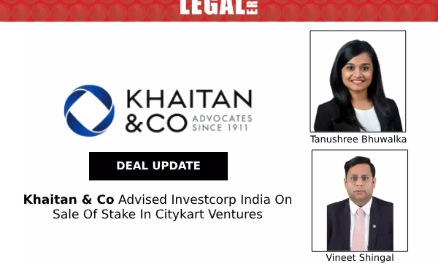 Khaitan & Co Advised Investcorp India On Sale Of Stake In Citykart Ventures