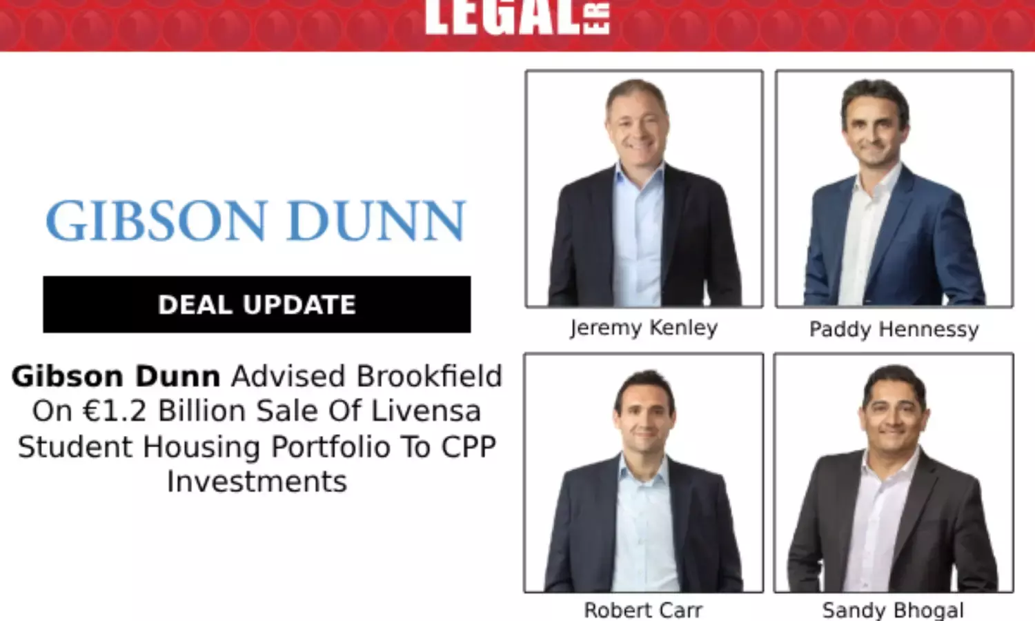 Gibson Dunn Advised Brookfield On €1.2 billion Sale Of Livensa student Housing Portfolio To CPP Investments