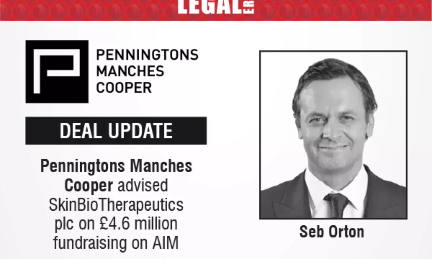 Penningtons Manches Cooper Advised SkinBioTherapeutics Plc On £4.6 Million Fundraising On AIM