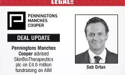 Penningtons Manches Cooper Advised SkinBioTherapeutics Plc On £4.6 Million Fundraising On AIM