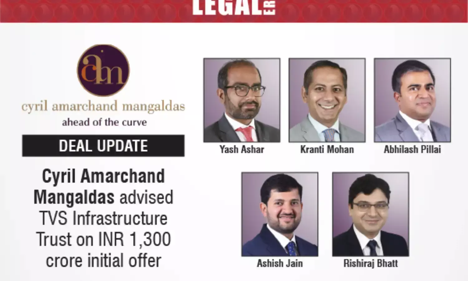 Cyril Amarchand Mangaldas Advised TVS Infrastructure Trust On INR 1,300 Crore Initial Offer