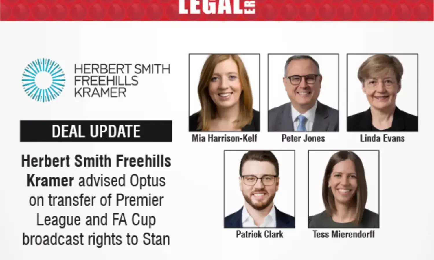 Herbert Smith Freehills Kramer Advised Optus On Transfer Of Premier League And FA Cup Broadcast Rights To Stan