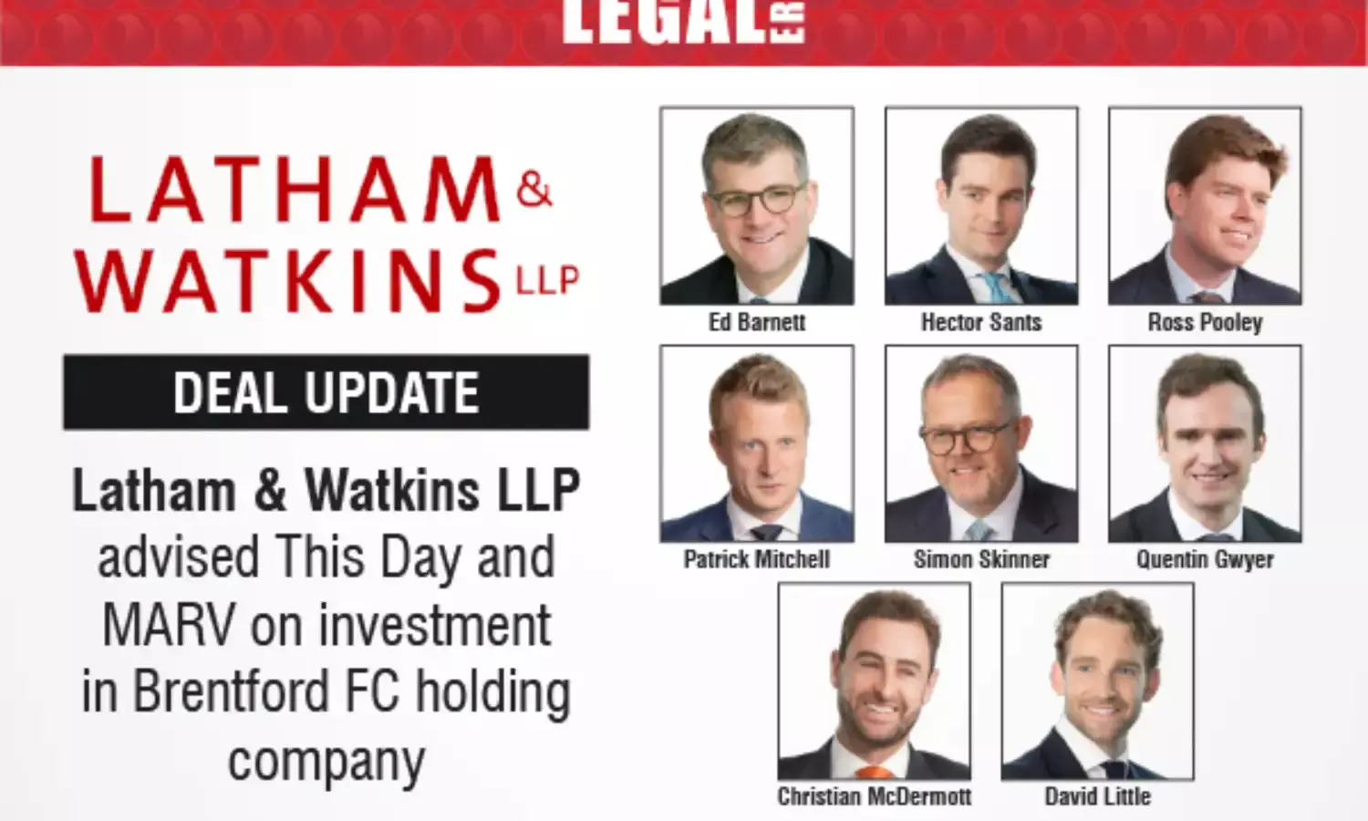 Latham & Watkins LLP Advised This Day And MARV On Investment In Brentford FC Holding Company