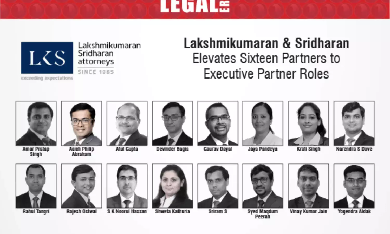 Lakshmikumaran & Sridharan Elevates Sixteen Partners To Executive Partner Roles