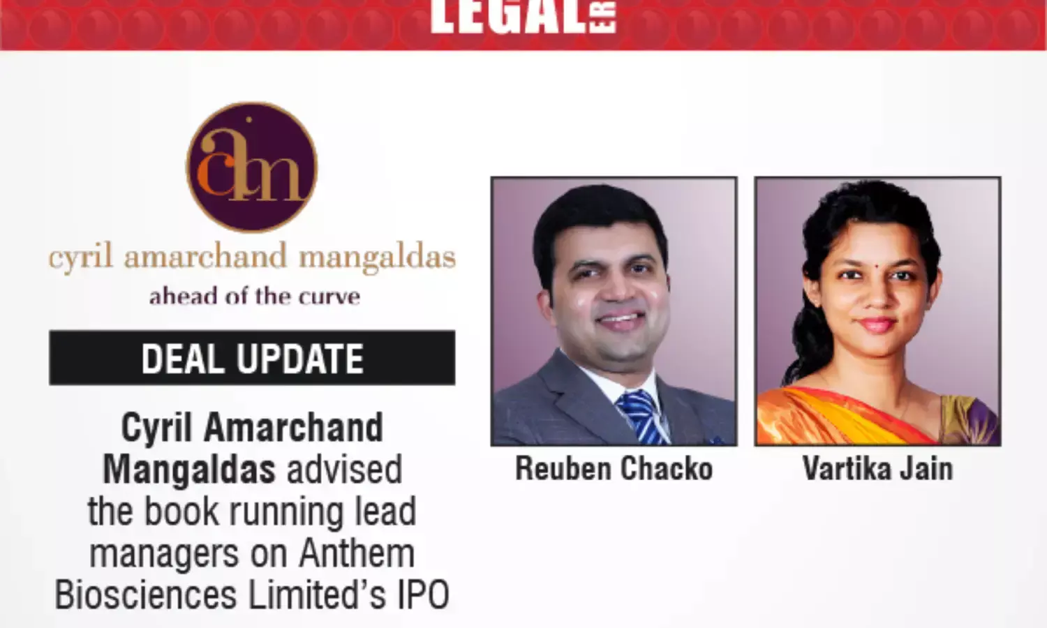 Cyril Amarchand Mangaldas Advised The Book Running Lead Managers On Anthem Biosciences Limited’s IPO