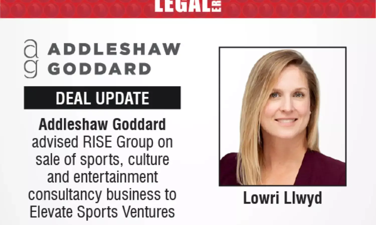 Addleshaw Goddard Advised RISE Group On Sale Of Sports, Culture And Entertainment Consultancy Business To Elevate Sports Ventures