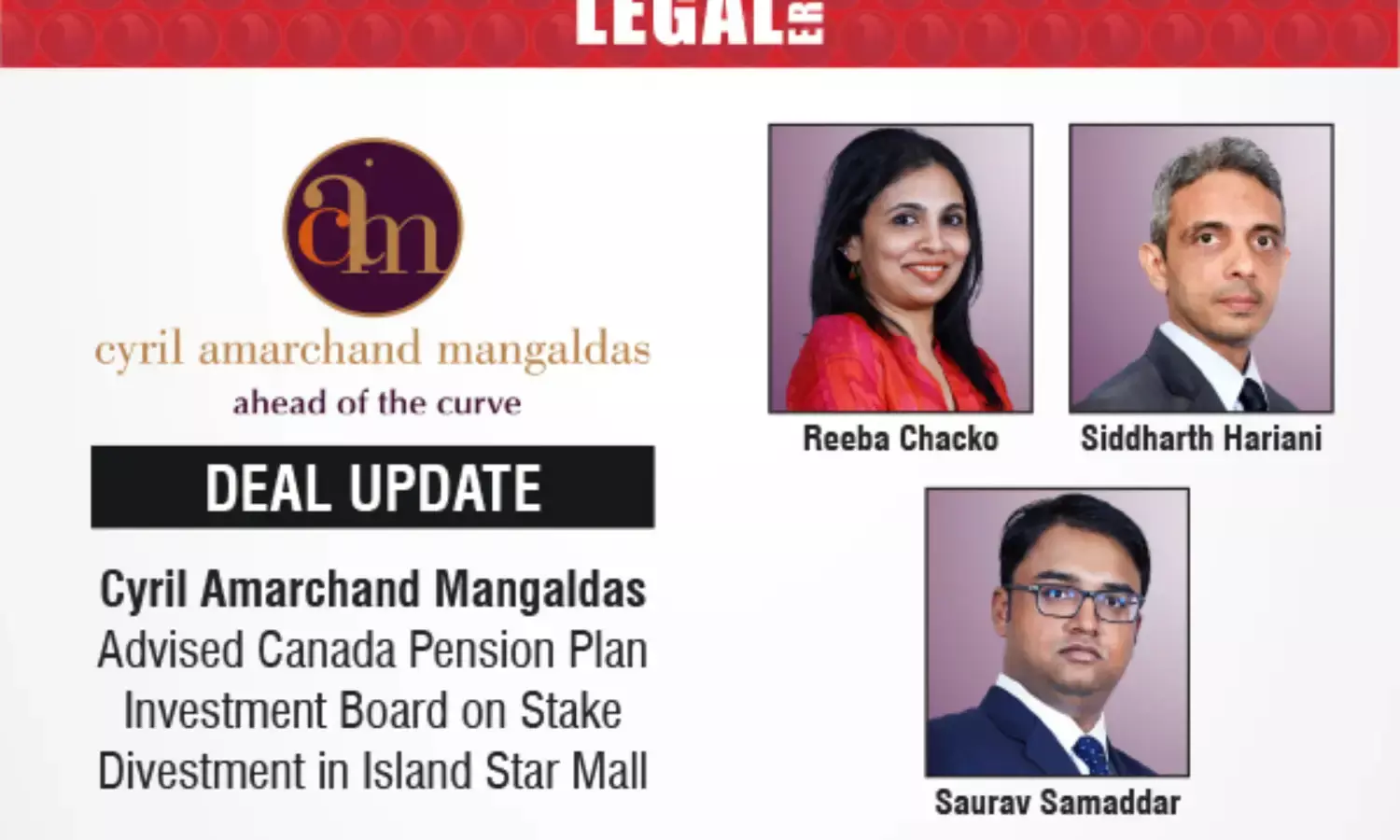 Cyril Amarchand Mangaldas Advised Canada Pension Plan Investment Board On Stake Divestment In Island Star Mall
