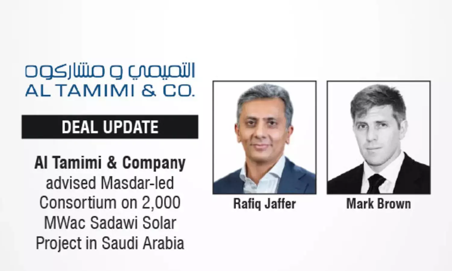 Al Tamimi & Company Advised Masdar-led Consortium On 2,000 MWac Sadawi Solar Project In Saudi Arabia