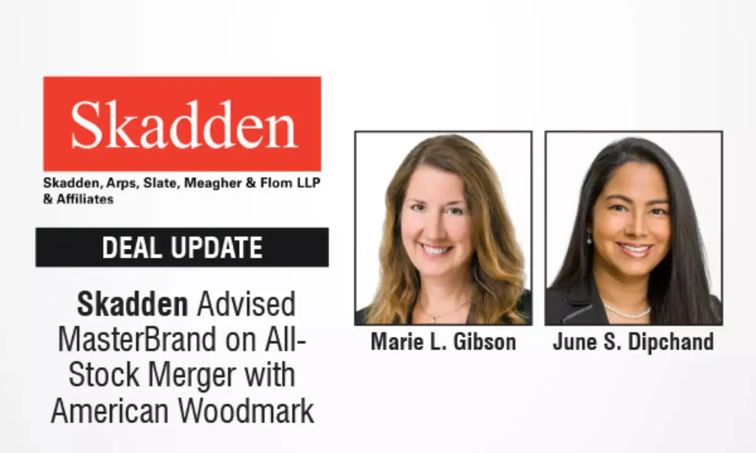 Skadden Advised MasterBrand On All-Stock Merger With American Woodmark