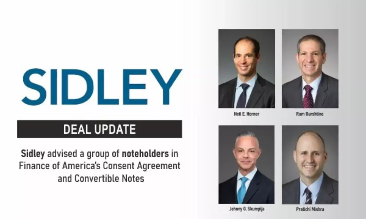 Sidley Advised A Group Of Noteholders In Finance Of America’s Consent Agreement And Convertible Notes