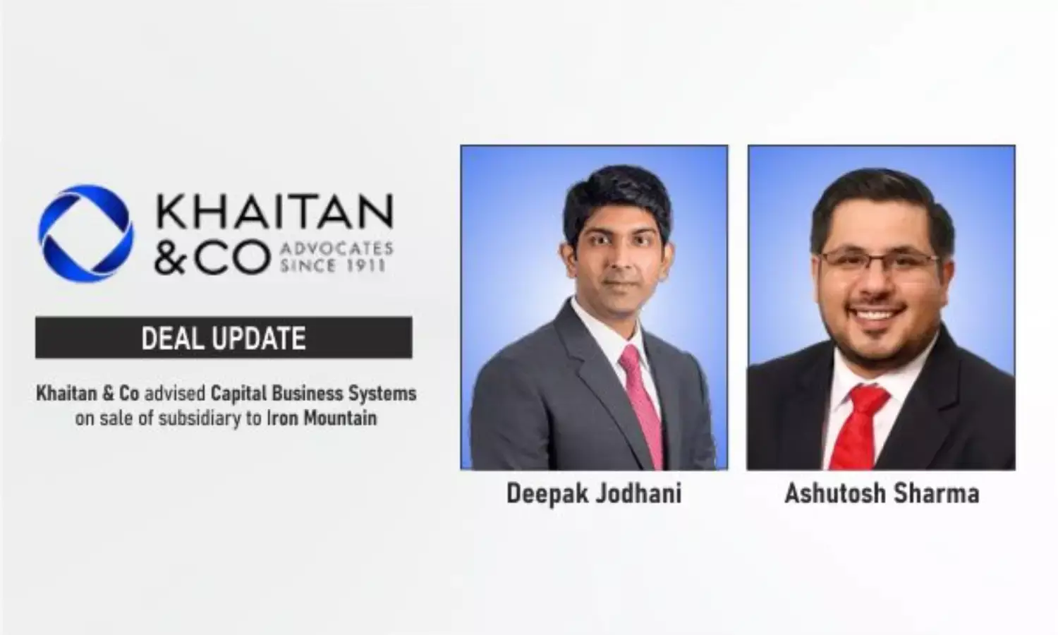 Khaitan & Co Advised Capital Business Systems Private Limited On The Sale Of Its Subsidiary To Iron Mountain Incorporated.