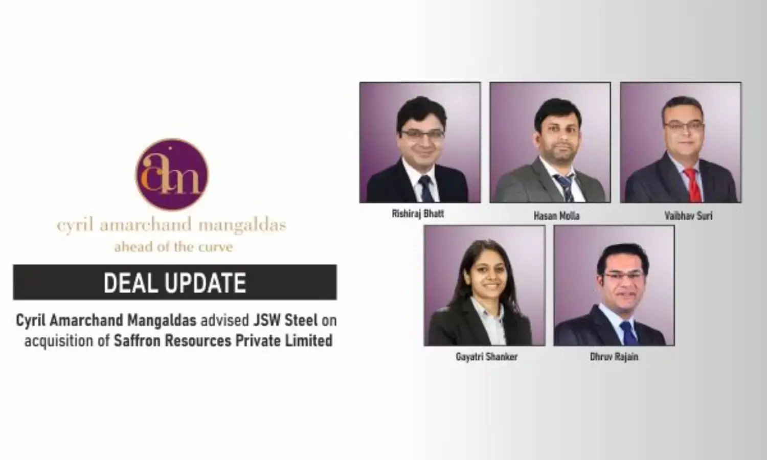 Cyril Amarchand Mangaldas Advised JSW Steel On Acquisition Of Saffron Resources Private Limited