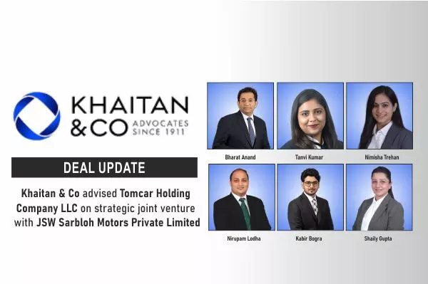 Khaitan & Co Advised Tomcar Holding Company LLC On Strategic Joint Venture With JSW Sarbloh Motors Private Limited