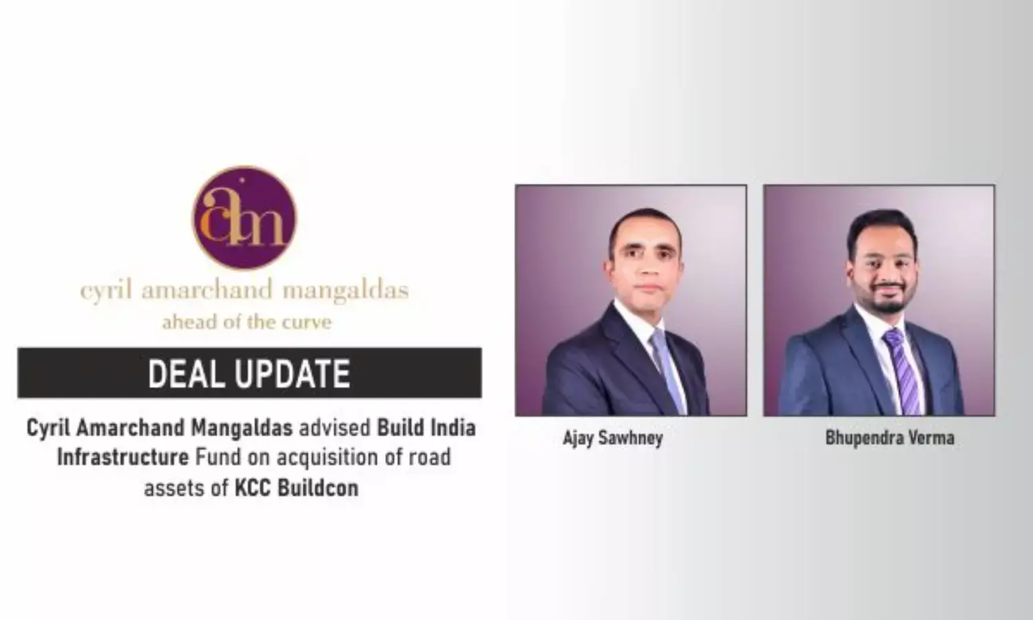 Cyril Amarchand Mangaldas Advised Build India Infrastructure Fund On Acquisition Of Road Assets Of KCC Buildcon