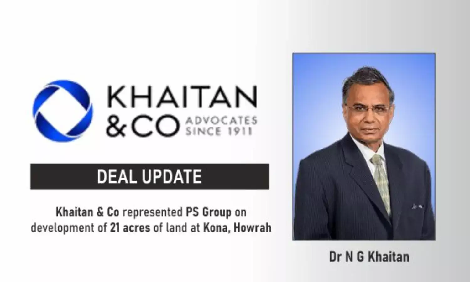 Khaitan & Co Represented PS Group On Development Of 21 Acres Of Land At Kona, Howrah
