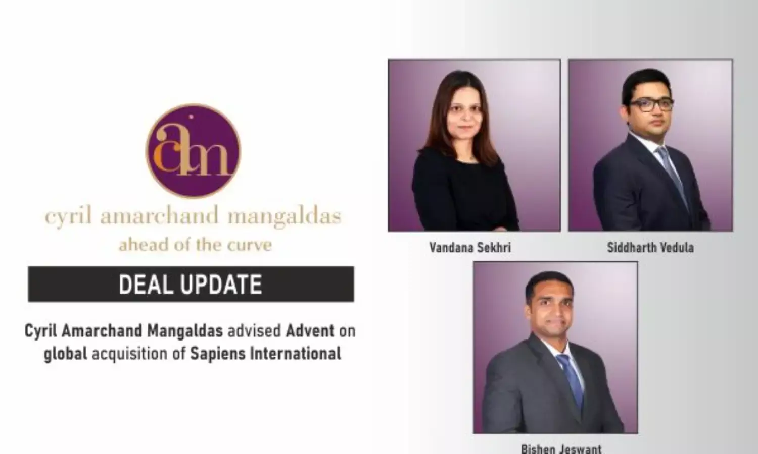 Cyril Amarchand Mangaldas Advised Advent On Global Acquisition Of Sapiens International