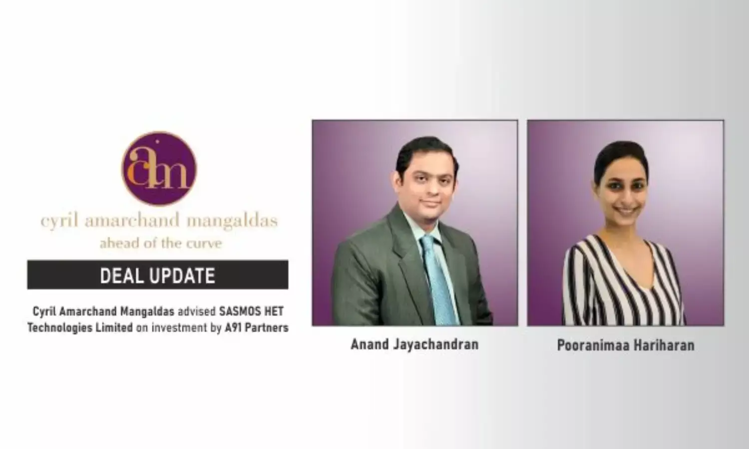 Cyril Amarchand Mangaldas Advised SASMOS HET Technologies Limited On Investment By A91 Partners