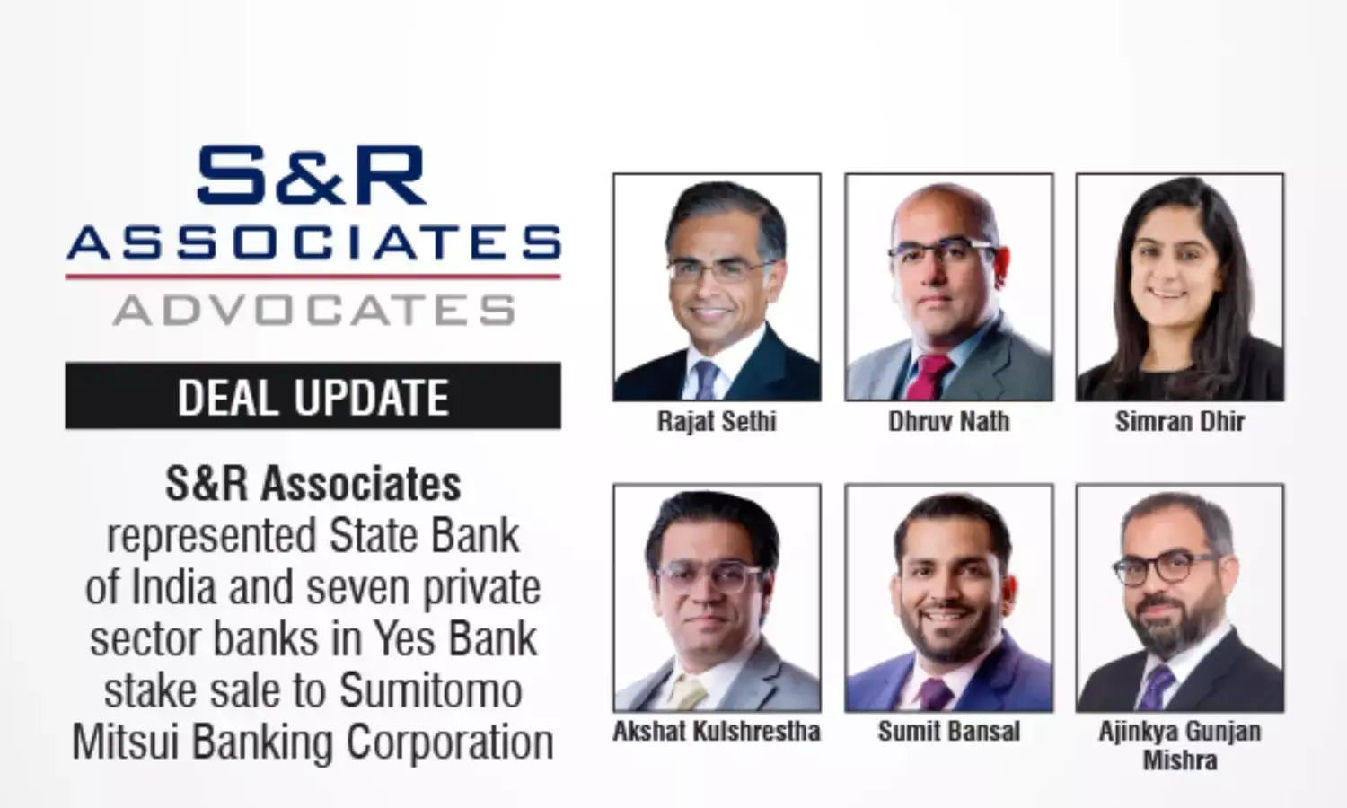 S&R Associates Represented State Bank Of India And Seven Private Sector Banks In Yes Bank Stake Sale To Sumitomo Mitsui Banking Corporation
