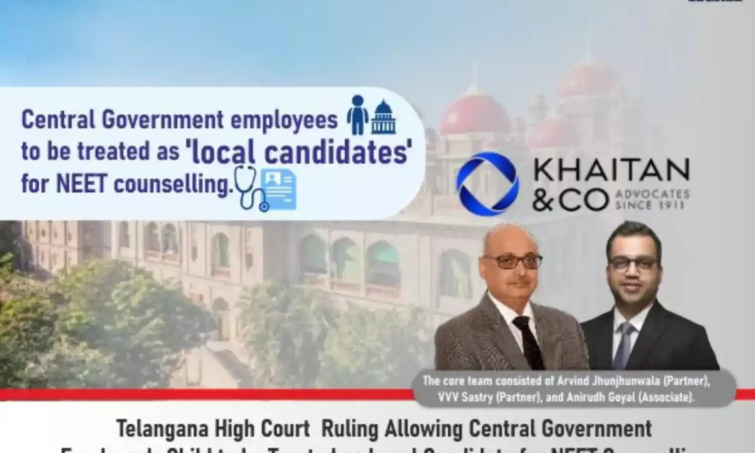 Telangana High Court Ruling Allowing Central Government Employees Child To Be Treated As Local Candidate For NEET Counselling