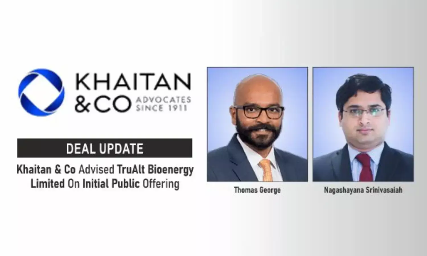 Khaitan & Co Advised TruAlt Bioenergy Limited On Initial Public Offering