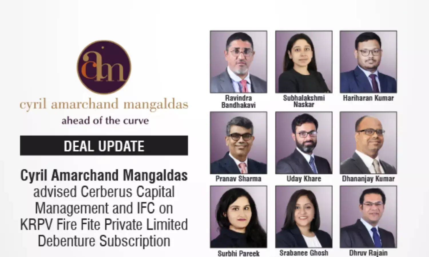 Cyril Amarchand Mangaldas Advised Cerberus Capital Management And IFC On KRPV Fire Fite Private Limited Debenture Subscription