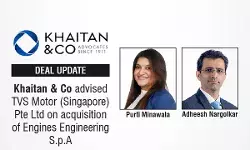 Khaitan & Co Advised TVS Motor (Singapore) Pte Ltd On Acquisition Of Engines Engineering S.p.A Khaitan & Co Advised TVS Motor (Singapore) Pte Ltd On Acquisition Of Engines Engineering S.p.A