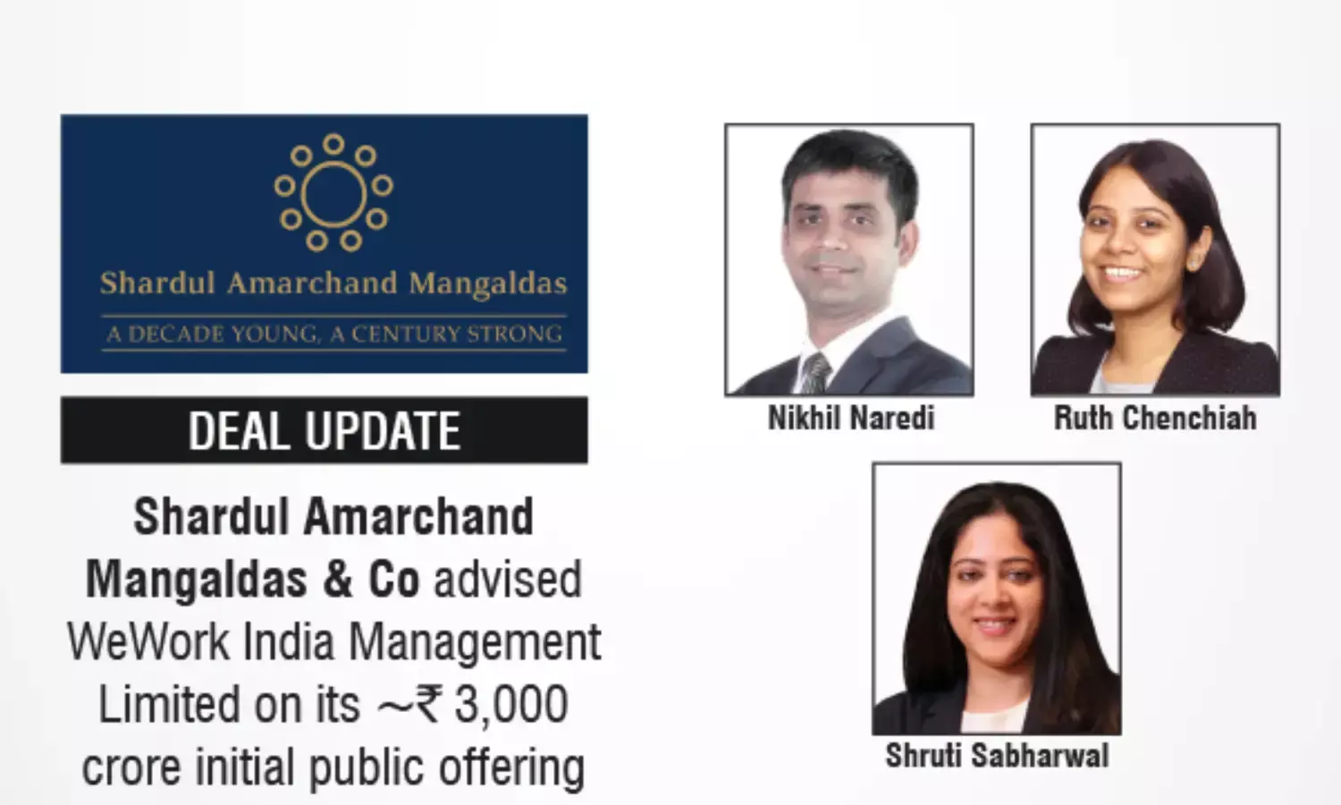 Shardul Amarchand Mangaldas & Co Advised WeWork India Management Limited On Its ~₹3,000 Crore Initial Public Offering