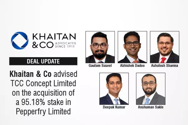 Khaitan & Co Advised TCC Concept Limited On The Acquisition Of A 95.18% Stake In Pepperfry Limited