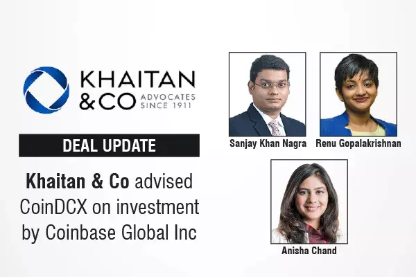 Khaitan & Co Advised CoinDCX On Investment By Coinbase Global Inc Khaitan & Co Advised CoinDCX On Investment By Coinbase Global Inc