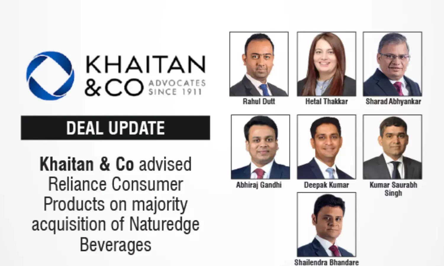 Khaitan & Co Advised Reliance Consumer Products On Majority Acquisition Of Naturedge Beverages