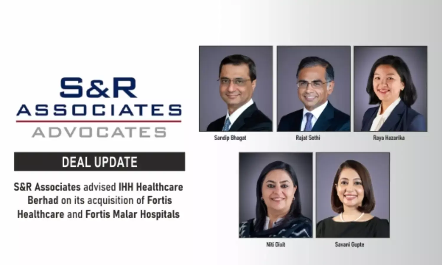 S&R Associates Advised IHH Healthcare Berhad On Its Acquisition Of Fortis Healthcare And Fortis Malar Hospitals