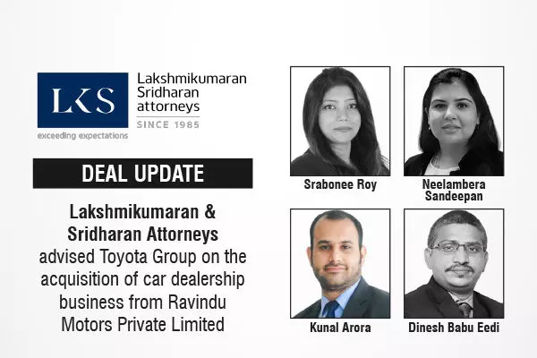 Lakshmikumaran & Sridharan Attorneys Advised Toyota Group On The Acquisition Of Aar Dealership Business From Ravindu Motors Private Limited
