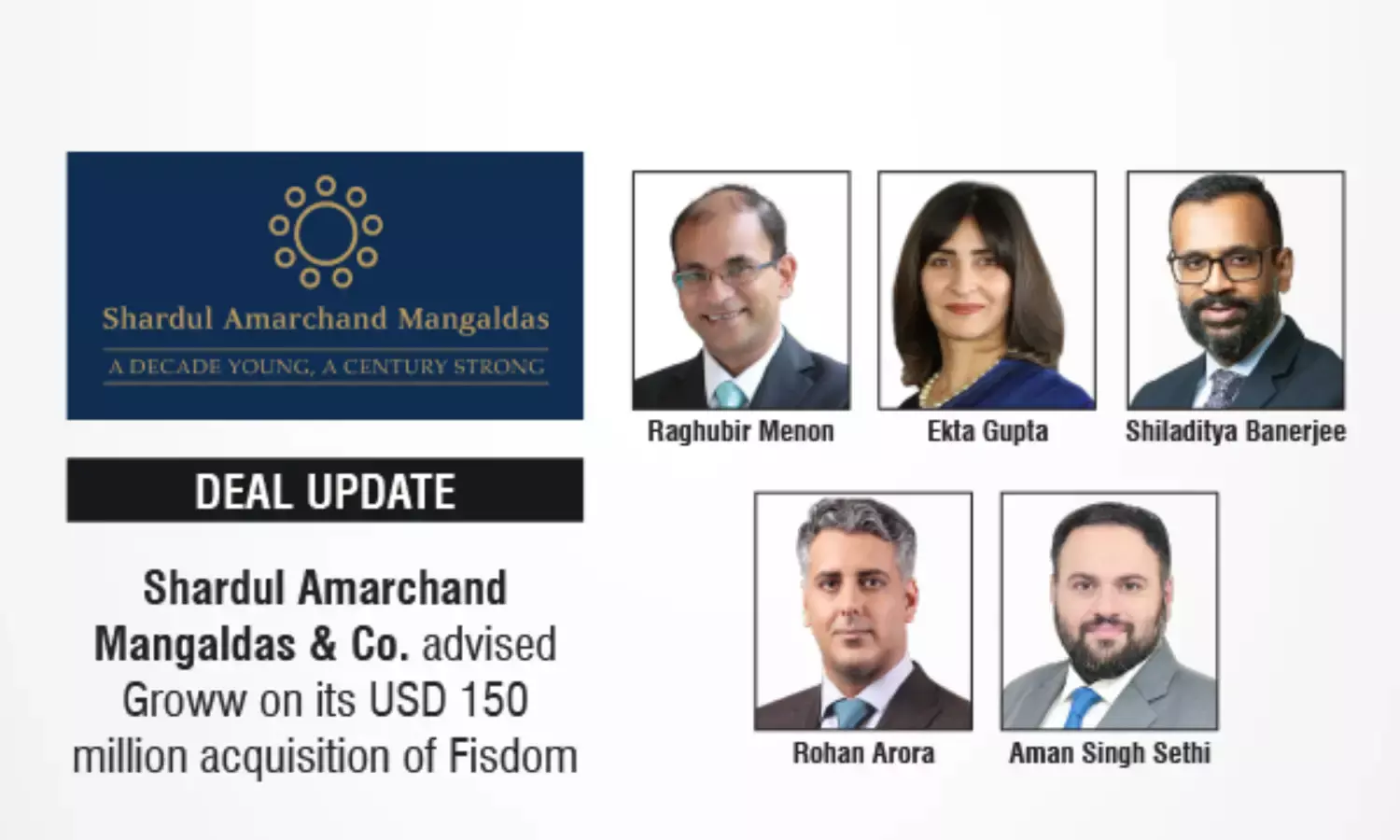 Shardul Amarchand Mangaldas & Co. Advised Groww On Its USD 150 Million Acquisition Of Fisdom