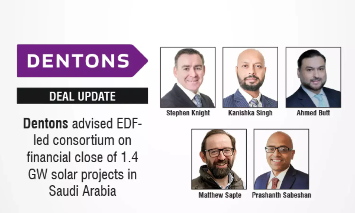 Dentons Advised EDF-Led Consortium On Financial Close Of 1.4 GW Solar Projects In Saudi Arabia