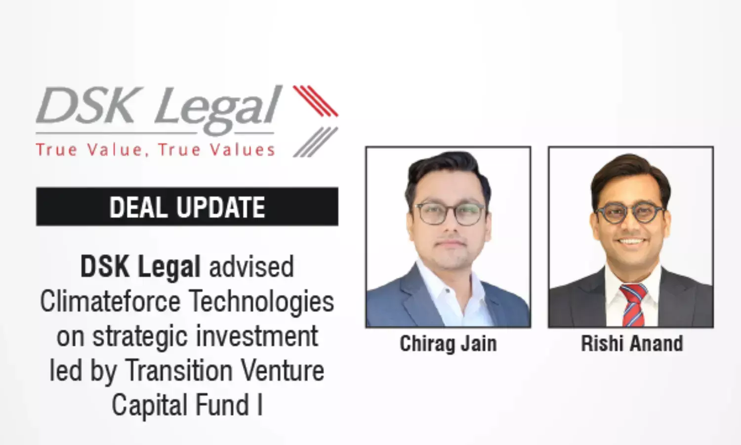DSK Legal Advised Climateforce Technologies On Strategic Investment Led By Transition Venture Capital Fund I