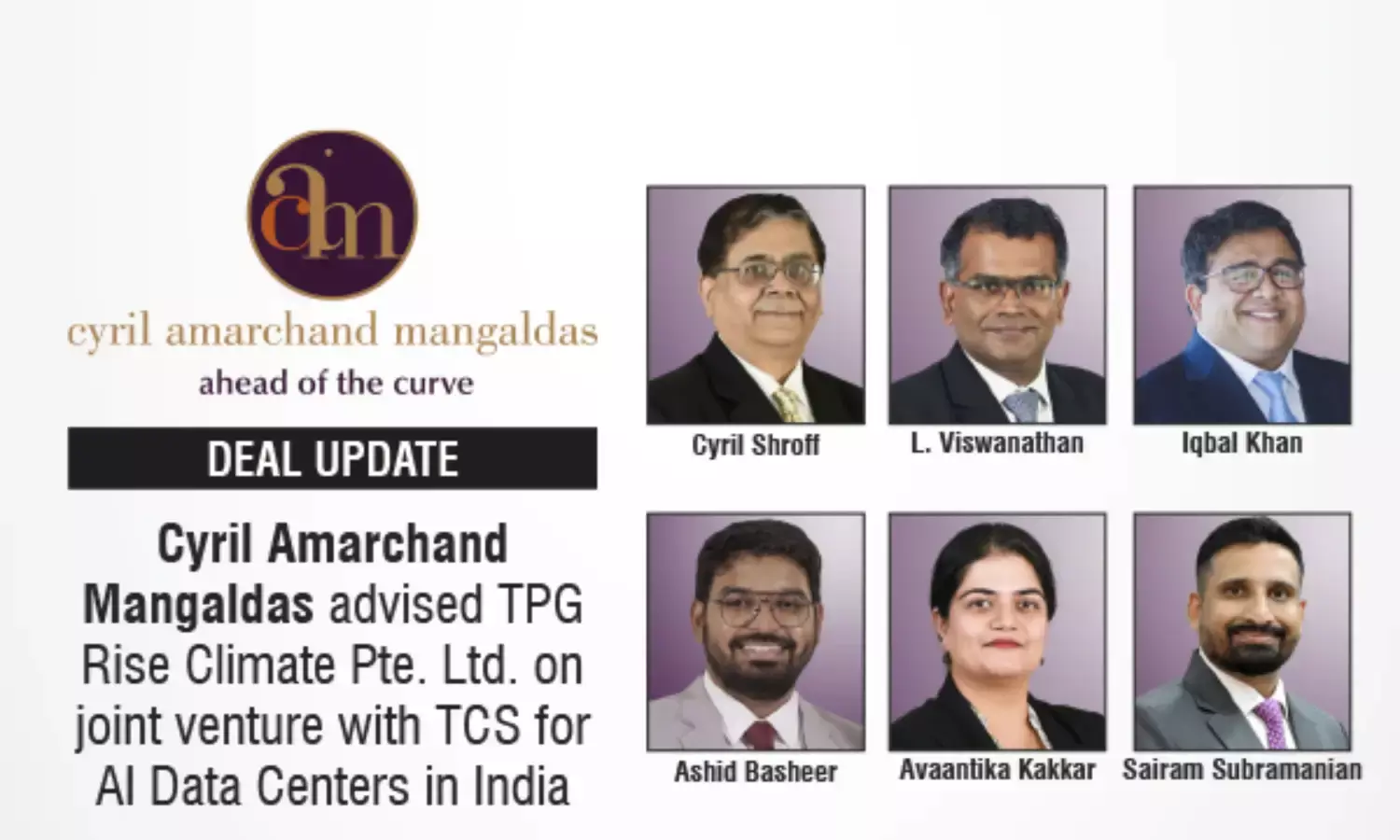 Cyril Amarchand Mangaldas Advised TPG Rise Climate Pte. Ltd. On Joint Venture With TCS For AI Data Centers In India