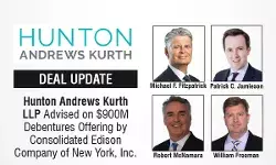 Hunton Andrews Kurth LLP Advised on $900M Debentures Offering by Consolidated Edison Company of New York, Inc.
